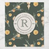 クリスマスエレガンス：森の緑の水の色ワイン ワインラベル (シングルラベル)