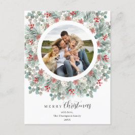 クリスマスエレガントとボ素朴タニカルフレームホリ シーズンポストカード