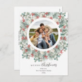 クリスマスエレガントとボ素朴タニカルフレームホリ シーズンポストカード (正面/裏面)