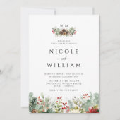 クリスマスエレガントなウェディングウォーターカラー 招待状 (正面)