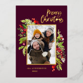 クリスマスエレガントに燃える紅葉 箔シーズンカード (正面)