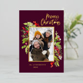 クリスマスエレガントに燃える紅葉 箔シーズンカード (立ち正面)
