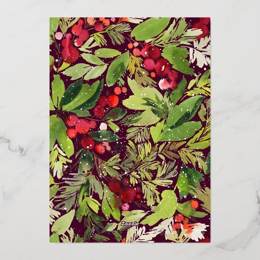 クリスマスエレガントに燃える紅葉 箔シーズンカード (裏面)