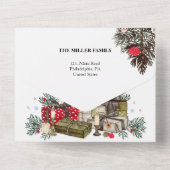 クリスマスエレガントのあいさユニークいカード オールインワン招待状 (裏面)