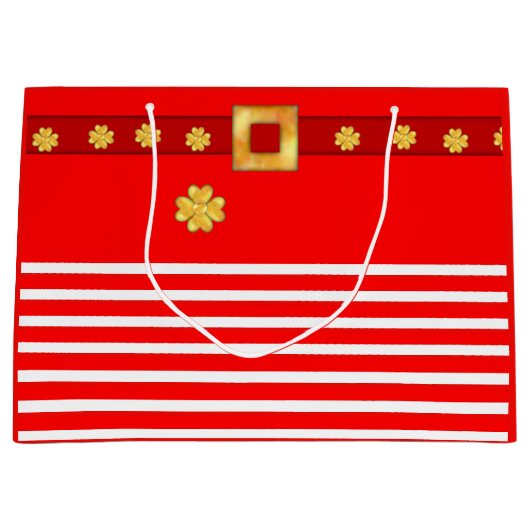 クリスマスエレガントのストライプの抱き枕 ラージペーパーバッグ (正面)