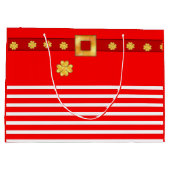 クリスマスエレガントのストライプの抱き枕 ラージペーパーバッグ (裏面)