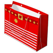 クリスマスエレガントのストライプの抱き枕 ラージペーパーバッグ (正面アングル)