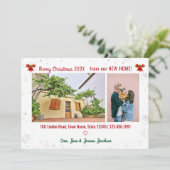 クリスマスエレガントのホリー写真の新しい家 案内状 (スタンド正面)