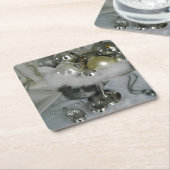 クリスマスエレガントの中心 スクエアペーパーコースター (アングル)