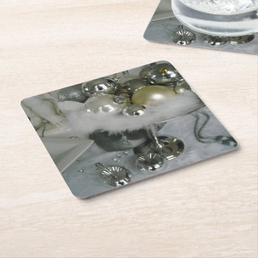 クリスマスエレガントの中心 スクエアペーパーコースター (アングル)