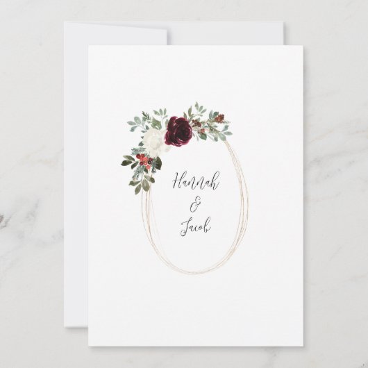 クリスマスエレガントの冬の結婚式 セーブザデート (裏面)