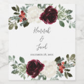 クリスマスエレガントの冬の結婚式 ワインラベル (シングルラベル)