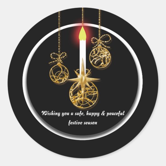 クリスマスエレガントの挨拶 ラウンドシール (正面)