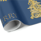 クリスマスエレガントの木のスノーフレークを青に ラッピングペーパー (ロールコーナー)