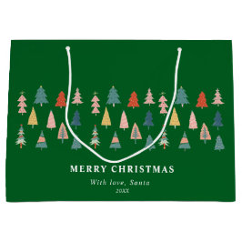 クリスマスエレガントの木の緑のセット ラージペーパーバッグ