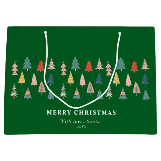 クリスマスエレガントの木の緑のセット ラージペーパーバッグ (正面)