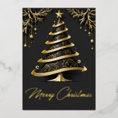 クリスマスエレガントの木を渦巻く |ホイルホリデーカード 箔シーズンカード (正面)
