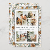 クリスマスエレガントの水彩植物の葉 シーズンカード (正面/裏面)