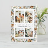 クリスマスエレガントの水彩植物の葉 シーズンカード (スタンド正面)