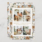 クリスマスエレガントの水彩植物の葉 シーズンカード (正面/裏面)