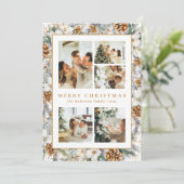 クリスマスエレガントの水彩植物の葉 シーズンカード (スタンド正面)