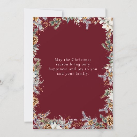 クリスマスエレガントの水彩植物の葉 シーズンカード (裏面)