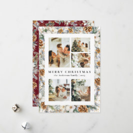 クリスマスエレガントの水彩植物の葉 シーズンカード