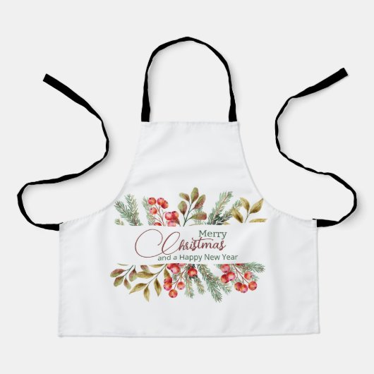 クリスマスエレガントの水彩 エプロン (正面)
