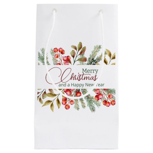 クリスマスエレガントの水彩 スモールペーパーバッグ (正面)