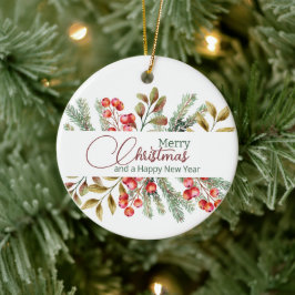 クリスマスエレガントの水彩 セラミックオーナメント