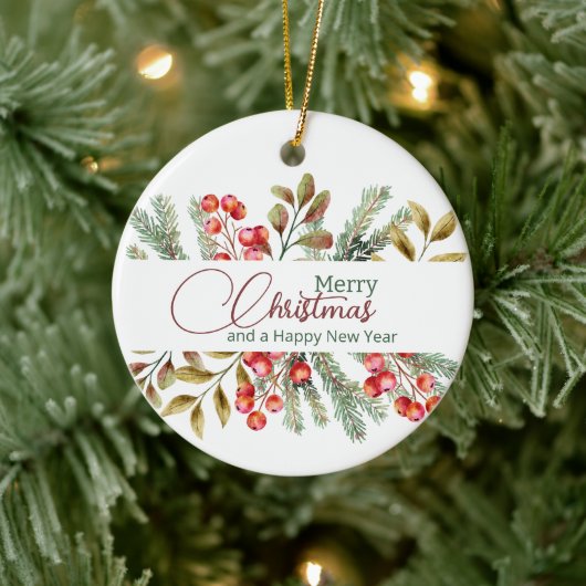 クリスマスエレガントの水彩 セラミックオーナメント (ツリー)