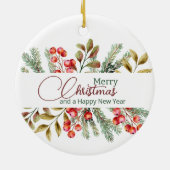 クリスマスエレガントの水彩 セラミックオーナメント (裏面)