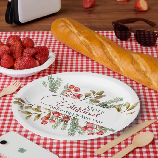 クリスマスエレガントの水彩 ペーパープレート (ピクニック)