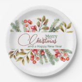 クリスマスエレガントの水彩 ペーパープレート (正面)