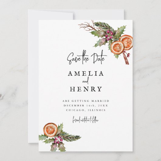 クリスマスエレガントの結婚式 セーブザデート (正面)