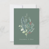 クリスマスエレガントの結婚詳細カード 出欠カード (裏面)