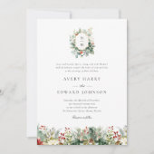 クリスマスエレガントの緑の水結婚色 招待状 (正面)