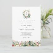 クリスマスエレガントの緑の水結婚色 招待状 (スタンド正面)