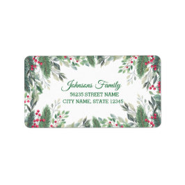 クリスマスエレガントの緑の赤い果実の緑 ラベル