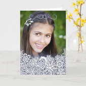 クリスマスエレガントの雪のフレームとカスタム写真付き カード (黄色い花)