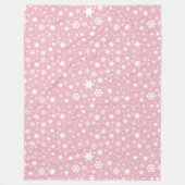 クリスマスエレガントの雪片パステルピンク フリースブランケット (正面)