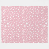 クリスマスエレガントの雪片パステルピンク フリースブランケット (正面(横))