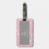クリスマスエレガントの雪片パステルピンク ラゲッジタグ (裏面縦)
