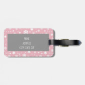 クリスマスエレガントの雪片パステルピンク ラゲッジタグ (裏面横)