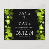 クリスマスエレガントは日付を保存金ゴールド冬緑 案内ポストカード (正面)