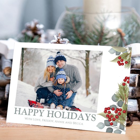 クリスマスエレガントウィンターホリーベリー2写真 シーズンカード