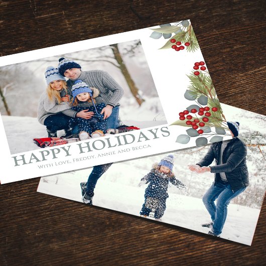 クリスマスエレガントウィンターホリーベリー2写真 シーズンカード