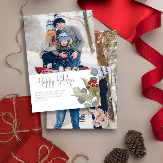 クリスマスエレガントウィンターホリーベリー2写真 シーズンカード
