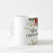 クリスマスエレガントウォーターカラーベリクラシックー コーヒーマグカップ (正面左)