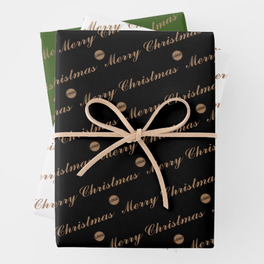 クリスマスエレガントカスタムロゴはこちら会社のギフト ラッピングペーパーシート (インサイチュ)